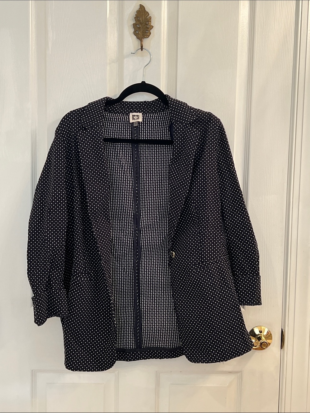 Anne Klein Black Blazer with White Polka Dots